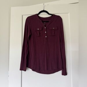 Target a new day Maroon Button-Front Blouse Knit Jersey Fabric Size XS